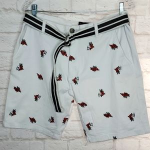 Raw Yarn Industries Skull and Roses Stretch Twill Shorts